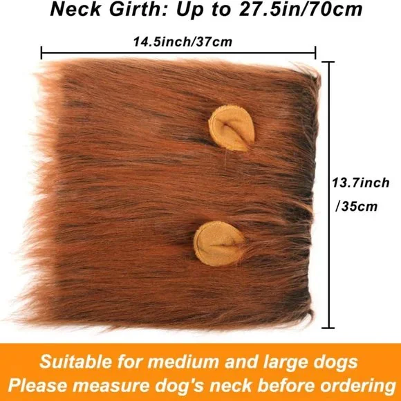 Lion Mane for Dog, Adjustable Halloween Dog Lion Costume Wig with Ears